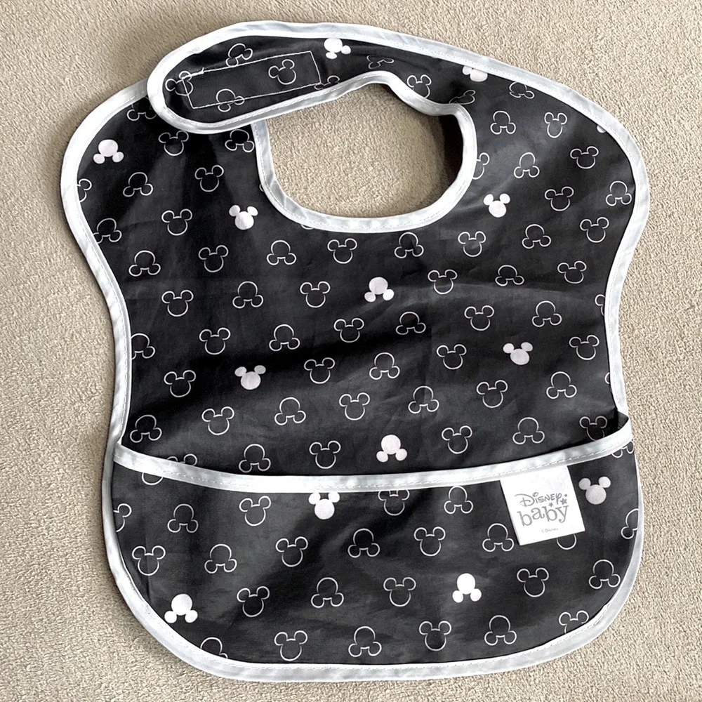 Disney Baby Disney Mickey Mouse 3 Piece Bib Set with Pockets !